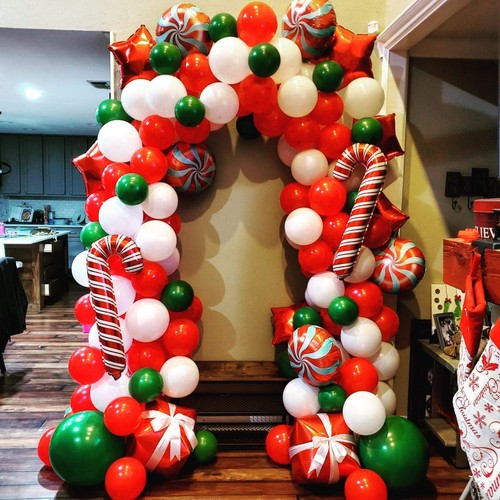 Kit de arco de guirnalda de globos de Navidad con globos de caramelo rojo blanco de Navidad Gi... - Imagen 4 de 7