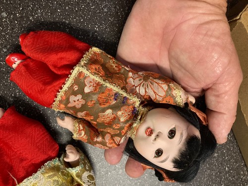 Vintage Porcelain Doll Kimono pair old antique dolls Japanese 1950s - Picture 9 of 14
