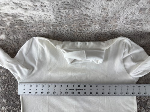 Woolrich Size S Turtleneck Minimalist Casual Top White Long Sleeve Pullover - Picture 3 of 7