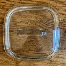 PYREX 648C Handled Lid Cover; Clear Square; LID ONLY Excellent; Fits Corningware