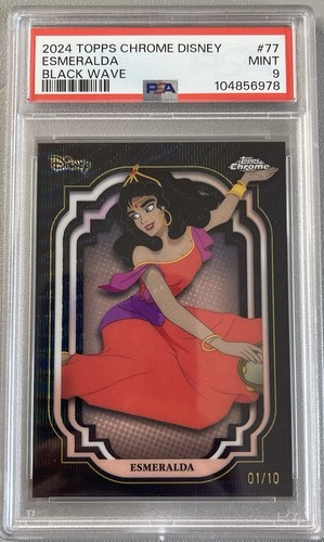 2024 Topps Chrome Disney Black Wave Esmeralda #01/10 (SP) MINT PSA 9 - Picture 1 of 5