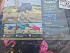 Shires Tempest Original Lite Turnout Rug 6ft9 blue with flamingos