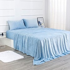 Velvet Plush Sheets Set Full Size, Micro Fleece Extra Soft Cozy Sheet and