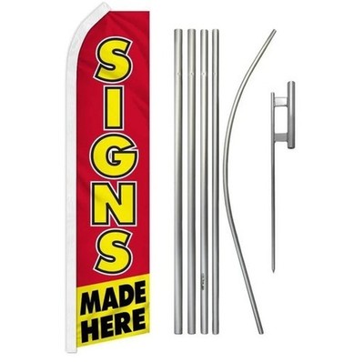 Signs Made Here Swooper Flutter Feather Advertising Flag & Pole Kit - No Customs