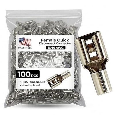 #ad 100 Pcs High Temperature Non Insulated Female Spade Connectors 16 14 Gauge ... $22.29