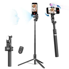 Auto Face Tracking Tripod 360 Rotation w/RGB Light,Single-axis Phone Gimbal f...