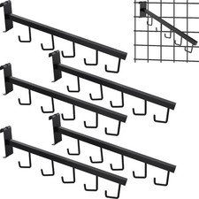 5 PCS Gridwall Waterfall Faceout with 5 Hooks for Clothes Display Black
