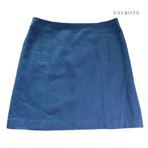 Talbots Sz 14 Wool Blend Solid Blue Mini Skirt w Pockets Chic and Stylish - Bild 2 von 12