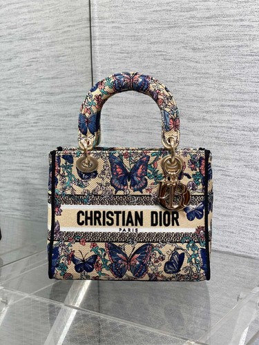 Christian Dior Lady D-Lite Multicolor Butterfly Embroidered Canvas Bag - Picture 2 of 9