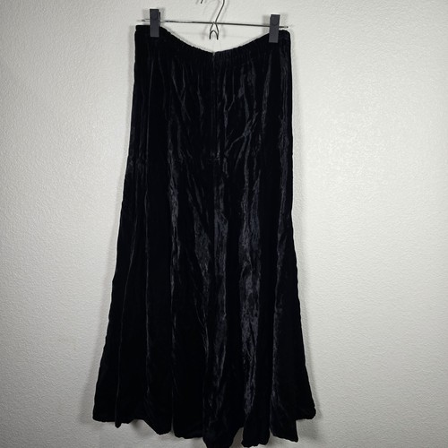 Double D Ranch Crushed Velvet Midi Maxi Tiered Skirt Black Size Medium - Picture 9 of 11