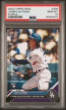 PSA 10 GEM-MT James Outman 2023 Topps Now #306 Rookie Card Purple SP #24/25. rookie card picture