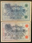 1908 Germany Paper Money - 100 Mark Red Seal Banknotes (Red And Green Seal)!
