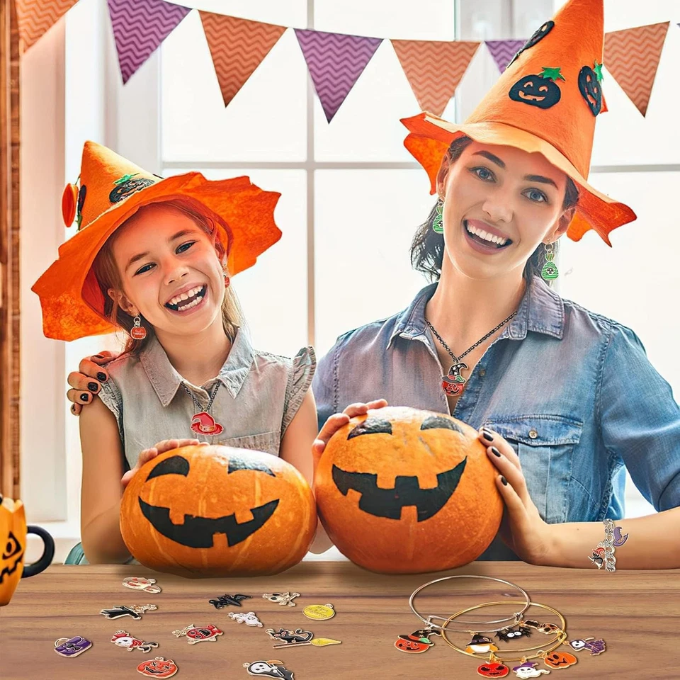 110Pcs 55 пар подвески для Хэллоуина золотой эмали ювелирных изделий подвески для Хэллоуина Earr - Изображение 2 из 4