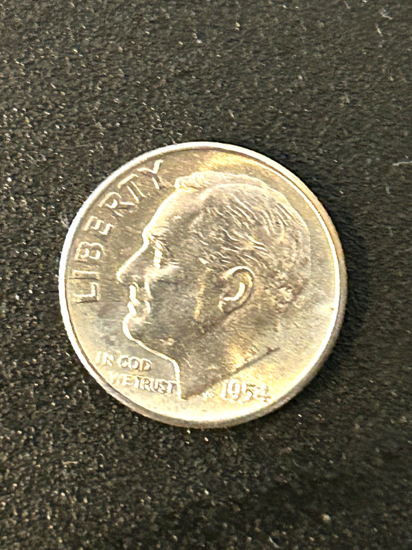ALMOST AU 1954 ROOSEVELT DIME , FULL BANDS, A REAL BEAUTY !