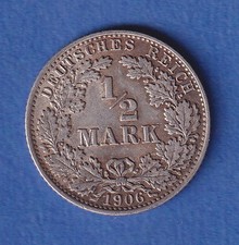 German Empire Silver Coin 1/2 Mark 1906 E XF