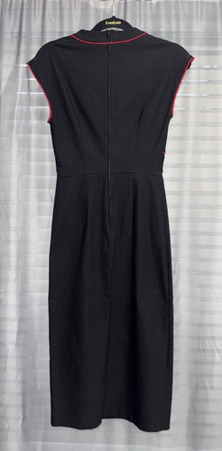 Stop Staring! 1940s Retro Dress L Pinup Rockabilly Red Black 1950s Black Red - Picture 6 of 10
