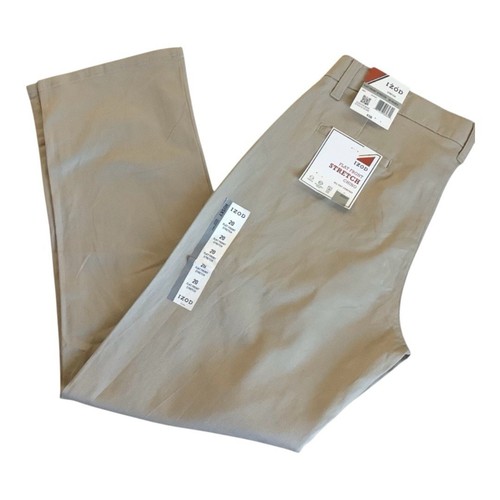 NWT Izod Boy's Size 20 Husky Flat Front Stretch Chino Pants Khaki Tan