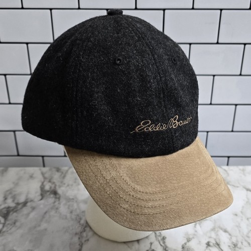 Vintage Eddie Bauer Hat Cap Strap Back Mens Gray Tan Wool Blend - Picture 1 of 8