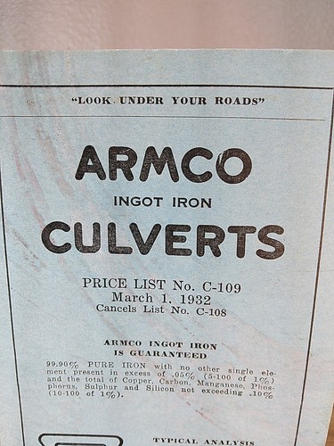 Vintage 1932 American Iron Roofing Co Barren Eisendach Preisführer Wahoo, NEU - Bild 2 von 11