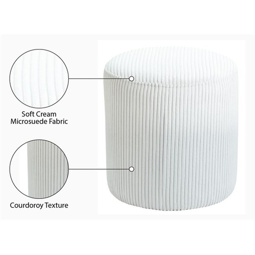 Pemberly Row Modern / Contemporary Soft Microsuede Fabric Cream Ottoman / Stool - Picture 7 of 8