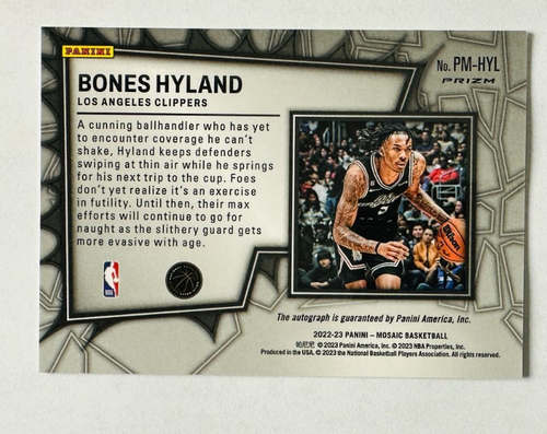 2022-23 Panini Mosaic Bones Hyland AUTO Card GOLD Choice Pictographs Spurs! - Picture 2 of 3