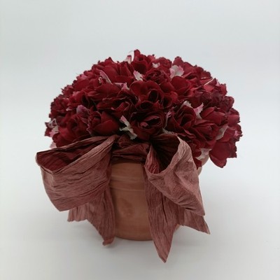Blumenaufsteller - Material Kunstblumen im Terrakotta Stil Topf mit Schleife