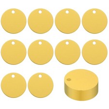 25 Pcs 1" Metal Round Stamping Blanks Tags, Blank Tag with Hole Yellow