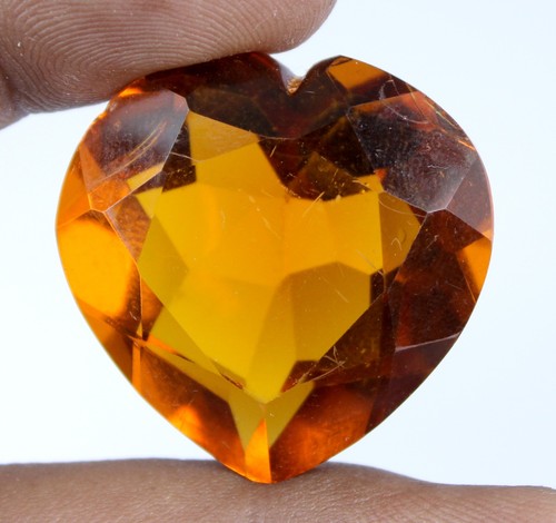 Certified Yellowish Orange Citrine 77 Ct Heart Gemstone T9048 New Year Discount - Picture 6 of 7