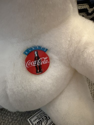 Vintage 1993 Coca-Cola 7 Zoll Stofftier Plüsch Eisbär mit "Always Coca Cola" Abzeichen - Bild 2 von 4