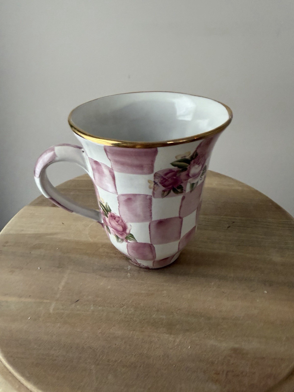 Vintage Mackenzie Childs Pink Honeymoon Ceramic Mug Rare