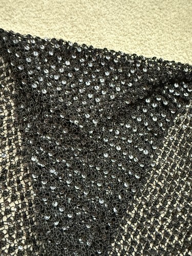 Handmade Crochet Shawl Black Fringe Sequins Scarf Sequined New Cover Up Sequin - Picture 13 of 13