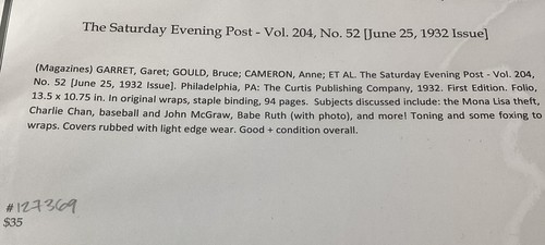 1932 Saturday Evening Post Vol. 204 No. 52 June 25 Garret Gould Cameron 1st Ed - Bild 3 von 8