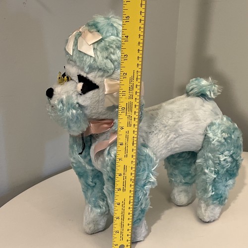 Vintage Bijou Boutiques Blue Poodle Stuffed Animal w. Tag Great Shape Antique - Picture 10 of 13