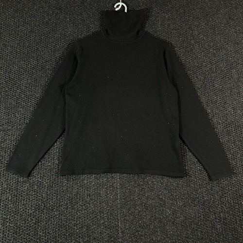 Henri Bendel Black 100% Extrafine Merino Wool Turtleneck Sweater Size Women M - Picture 1 of 7