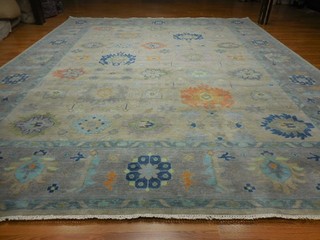Turkish Oushak Rug Modern Multicolored Area Rug Handmade Bohemian Rug 12.2x15.1