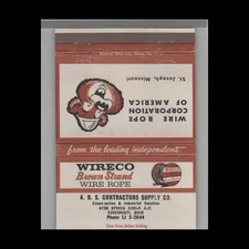 Matchbook Cover Wireco Brown Strand Wire Rope A.B.S. Contractors Cincinnati OH