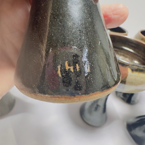 Studio Pottery Chalis Style Wine Goblet Set of 8 Cups Goblet Signed 6.5" tall RP - Picture 6 of 17