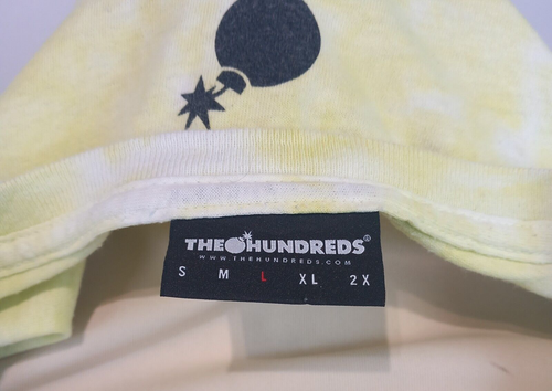 The Hundreds T Shirt Mens Large Yellow Tie Dyed Paradise Hippo Graphic Adam Bomb - Picture 7 of 9