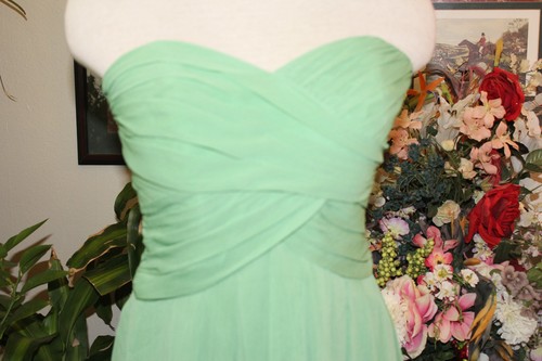 Davids Bridal green chiffon formal bridesmaids cocktail dress 4 - Picture 2 of 5
