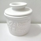 Butter Bell Dish White Raised Floral L. Tremain Fresh Creamy Vintage 1997