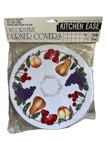 Vintage Set of 4 Kitchen Ease Decorative Stove Burner Covers Fruit NEW ~ TAIWAN - Bild 5 von 6
