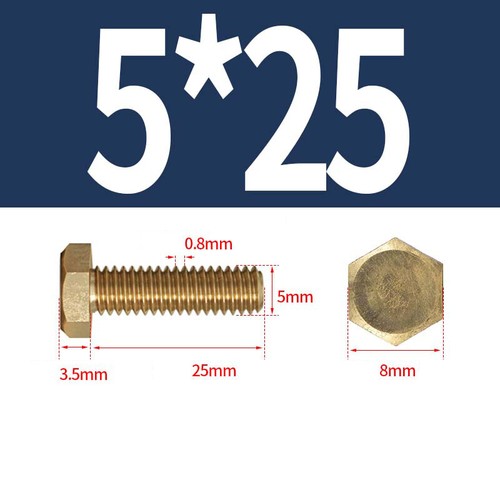 Solid Brass Fully Threaded Set Screws Hexagon Hex Screw Bolts DIN 933 M3 M4-M12 - Picture 25 of 78