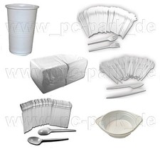 Party SET: Je 300 Suppenteller,Gabel,Messer,Löffel,Becher,1000 Serviette