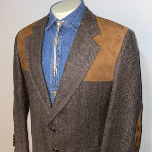 blazer tweed western vtg cowboy wool hunting coat jacket mens sport brown