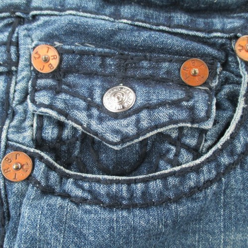 True Religion Boot Cut Jeans Mens Size 38 Blue Denim World Tour Distressed - Picture 6 of 20