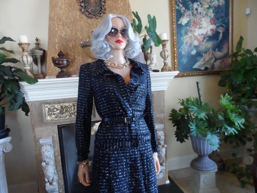 Traje Falda Oscar De La Renta Negro/Blanco Rizado-Tweed Talla 8 - Imagen 6 de 24
