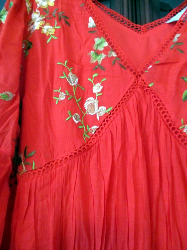 NWT J Gee Poppy Embroidered Crochet Gauzy Lined Boho Peasant Dress 1X 2X 3X - Picture 5 of 11