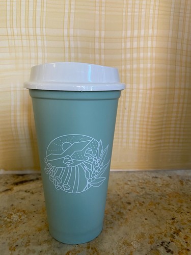 2021 Starbucks Reusable Spring Green16 Oz Cup With Coffee Plantation Scenery - Foto 1 di 2