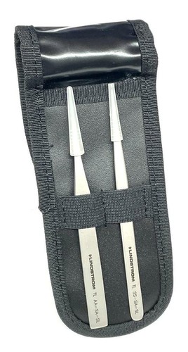 LINDSTORM  9858 TWO PIECES STRONG TIP TWEEZERS SET MADE IN SWITZERLAND  - Picture 3 of 6