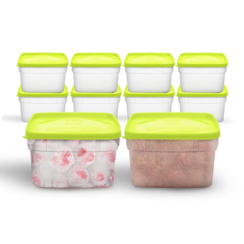 Arrow Home Products 1 Pint Freezer Containers for Food Storage 10 Pack with L...